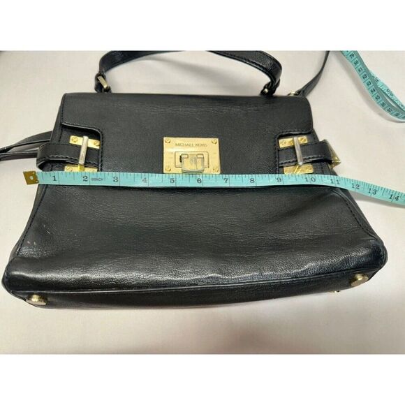 Michael Kors Ava Black Leather Handbag Crossbody Gold Hardware - Picture 9 of 9
